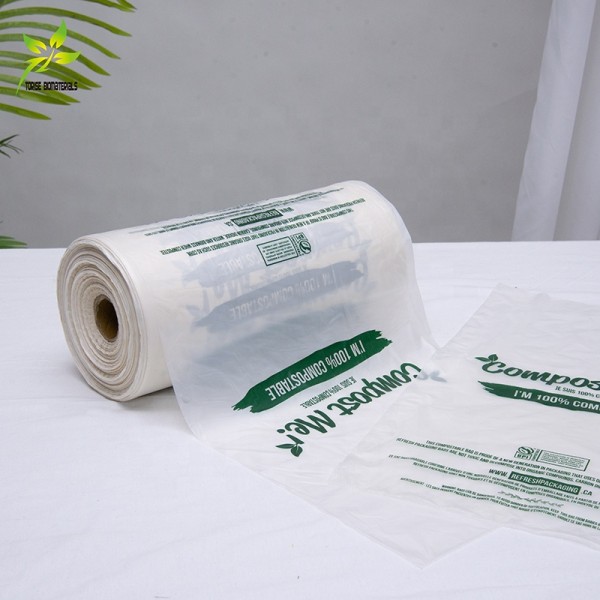 Bulk Supply OEM/ODM Compostable Shopping Bags - Earth-Friendly PLA Plastic Grocery Roll Pouches with 'Thank You' Print for North America & Europe
