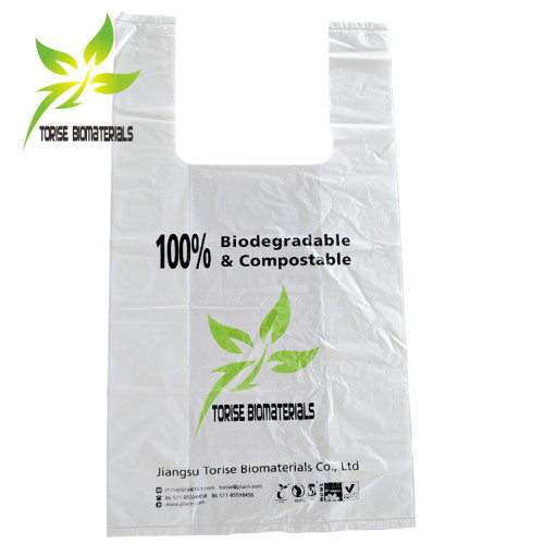 Wholesale Custom Compostable Biodegradable Cornstarch T-Shirt Garbage Plastic Bags With Logo For Kitchen, Garden, Living room usage
