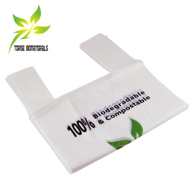 Wholesale Custom Compostable Biodegradable Cornstarch T-Shirt Plastic Bags With Logo For Kitchen, Garden, Living room usage