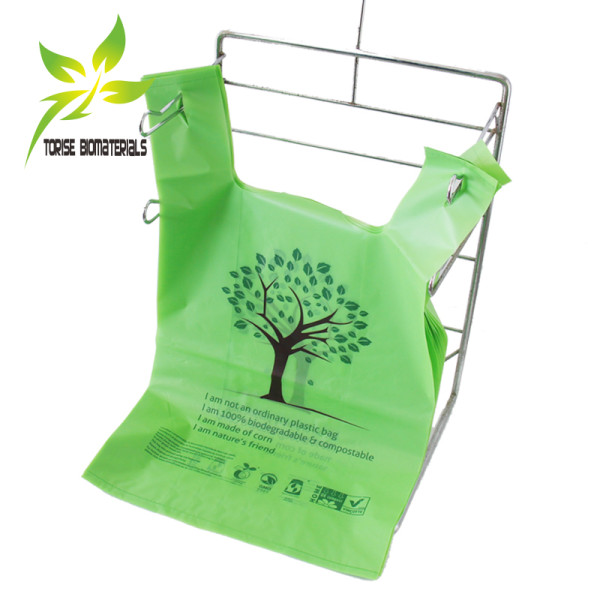 Custom Printed Biodegradable Supermarket Plastic Vest Tshirt Bag Plastic Carry Compostable Shopping Carry Bags