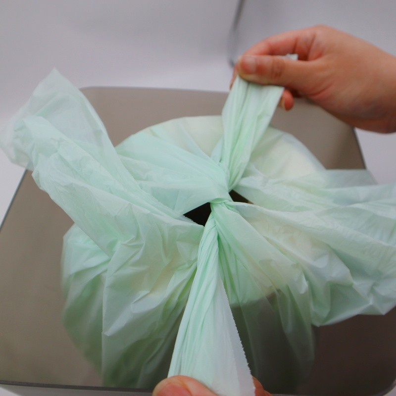 a wave top design for biodegradable trash bags