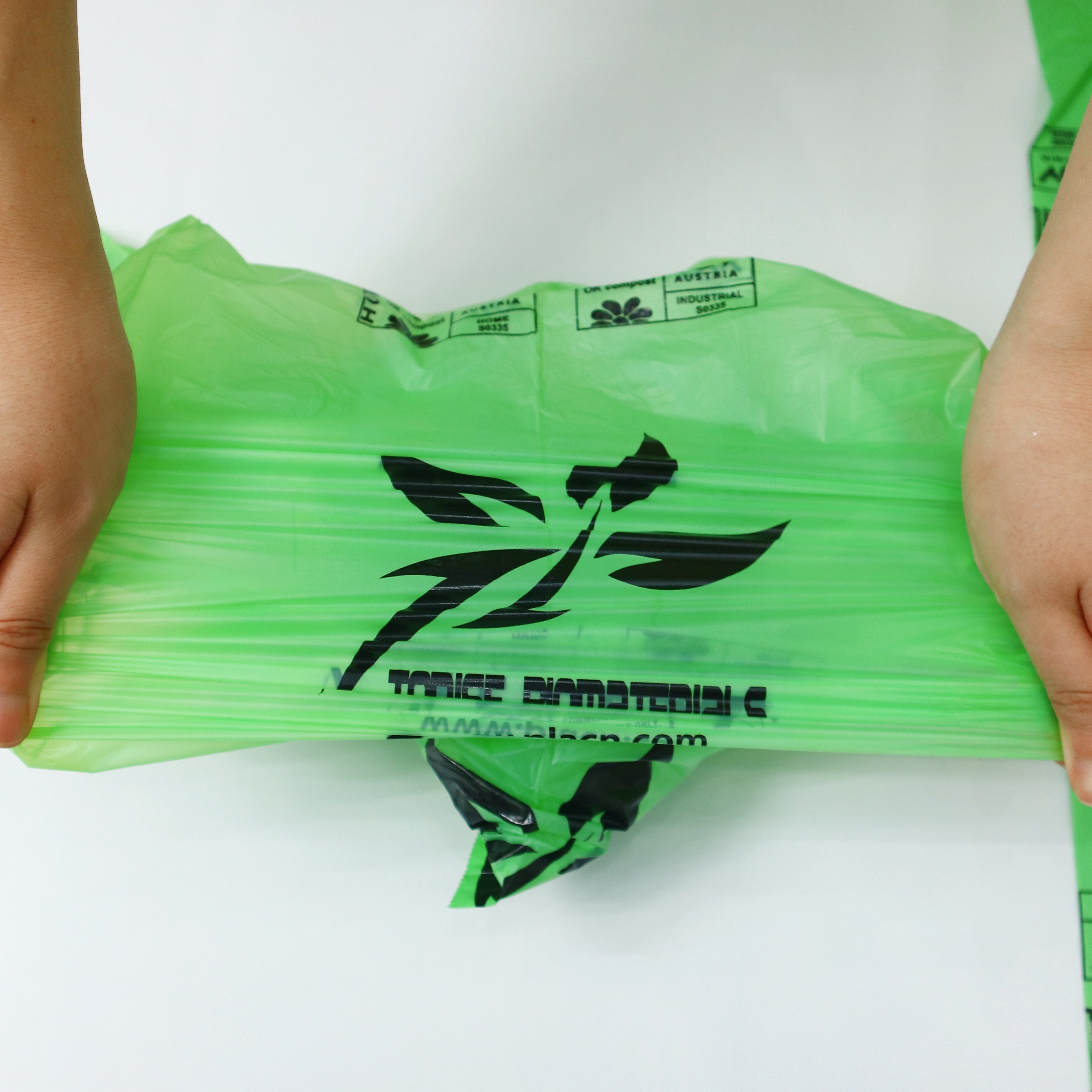 Tear resistance tensile strength test on compostable bin liner