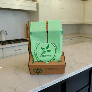 OEM/ODM 100% Biodegradable & Compostable Customizable Handle Tie Kitchen Trash Bags – Perfect for Brands & Wholesale Suppliers