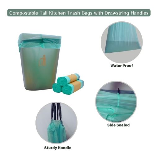 Go Green with Our Custom Drawstring Bags: Compostable and Biodegradable Tall Kitchen Trash Liners