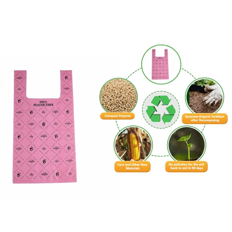 100% compostable shopping bags made from plant materials.