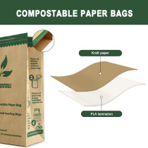 Wholesale 100% Compostable Paper Bag with Plant-based Leak-proof Lining for Kitchen Food Waste