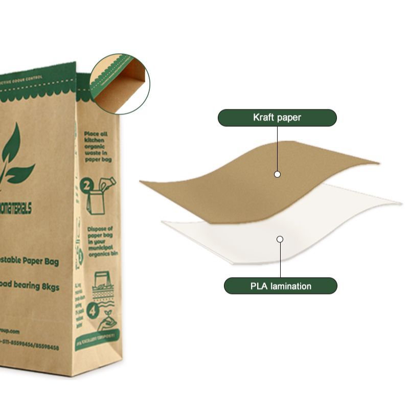 Environmentally friendly paper compost bin liners break down naturally in a composting environment.