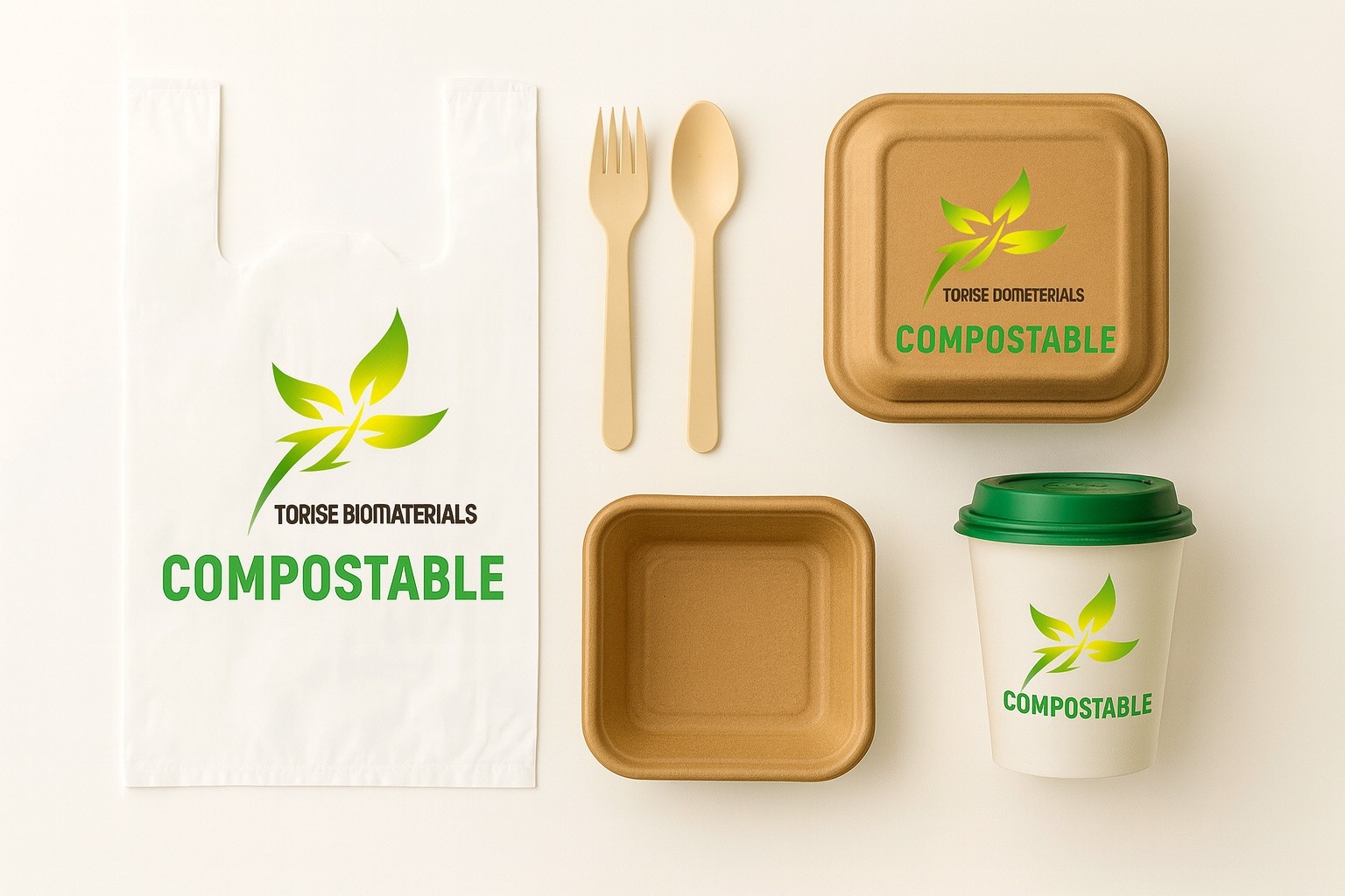 Custom compostable products manufacturing process at Torise Biomaterials factory