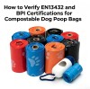 Cómo verificar las certificaciones EN13432 y BPI para bolsas compostables para excrementos de perro.