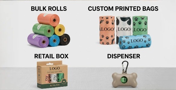Compostable dog poop bag retail packaging