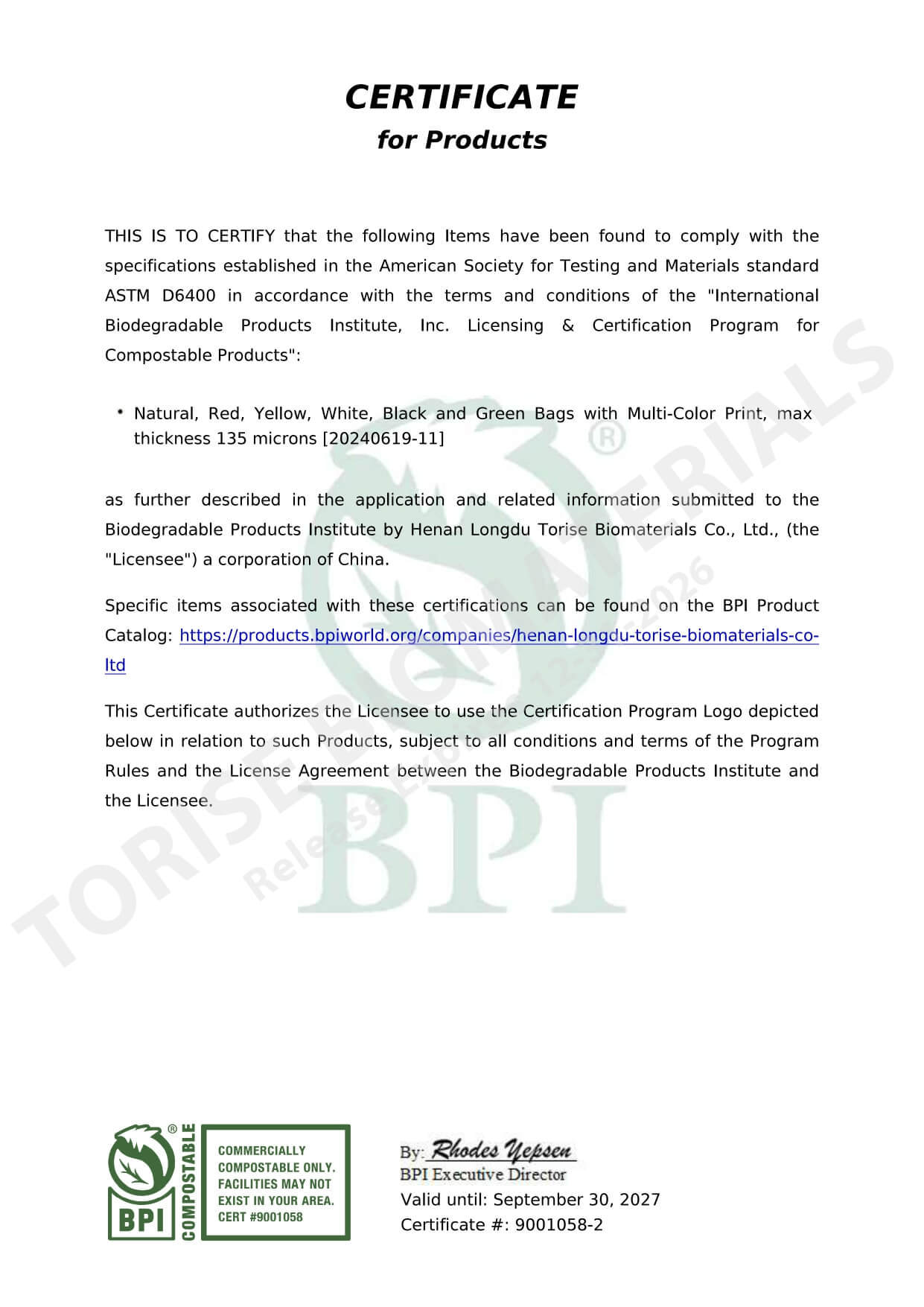 BPI Certification for Compostable Products