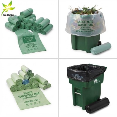 Custom Compostable Bin Liners | 5L–240L Food Waste & Garden Waste Bags | EN13432 Certified Compostable Bin Liners