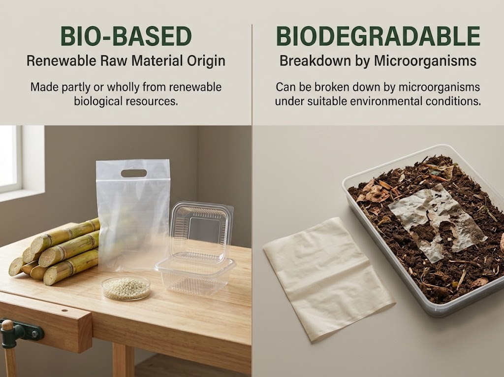 Bio-based vs. biodegradable packaging materials