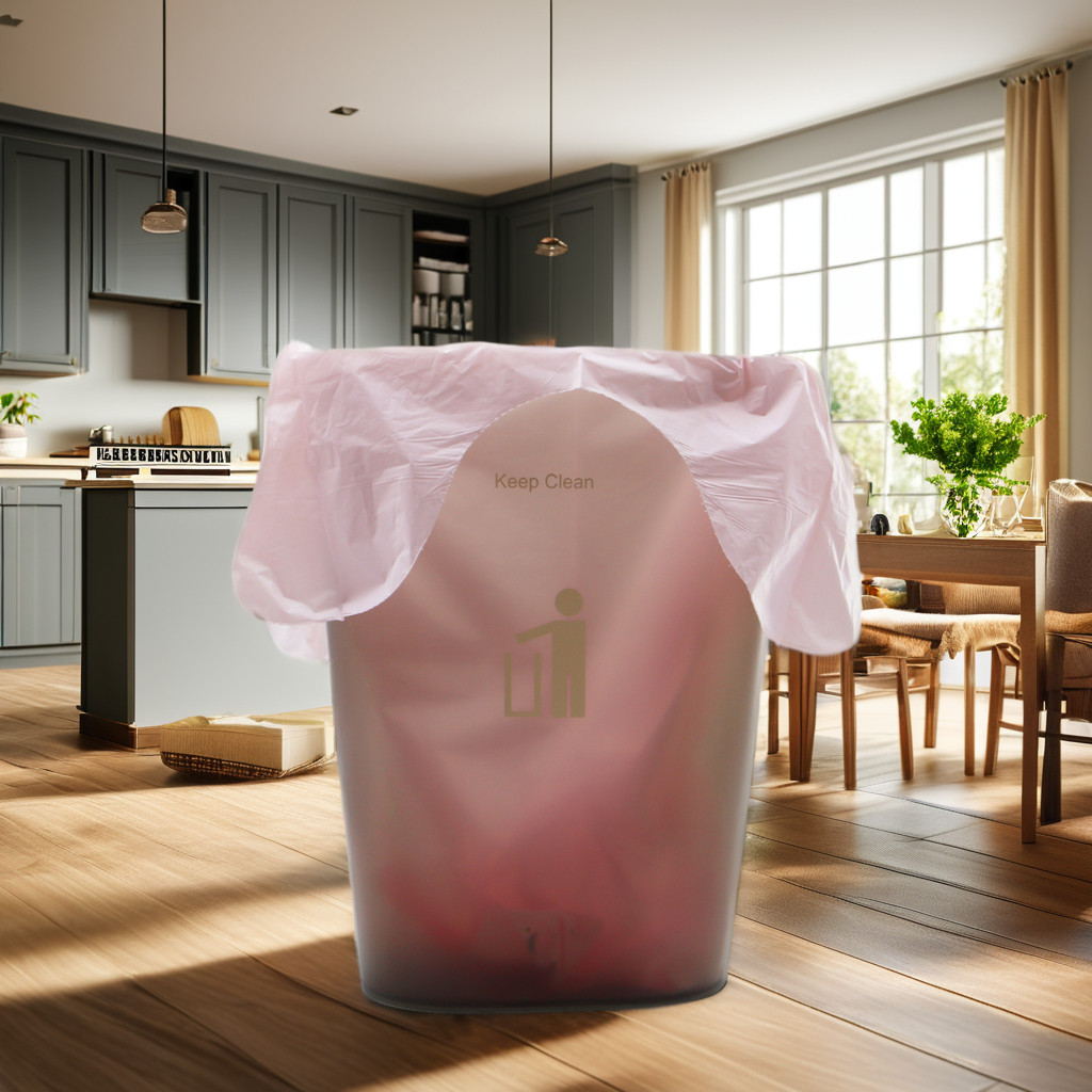 Medium capacity compostable bag rolls 40L to 60L arranged on white background