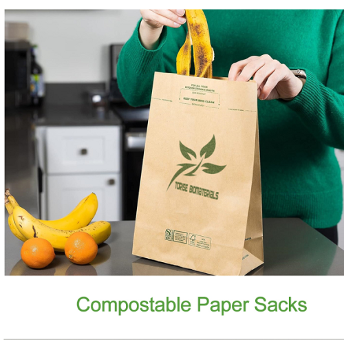 100% Compostable Paper Bag with Plant-based Leak-proof Lining for Kitchen Food Waste