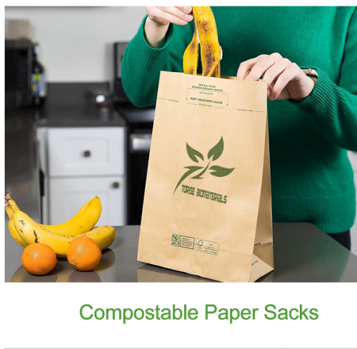 100% Compostable Paper Bag with Plant-based Leak-proof Lining for Kitchen Food Waste