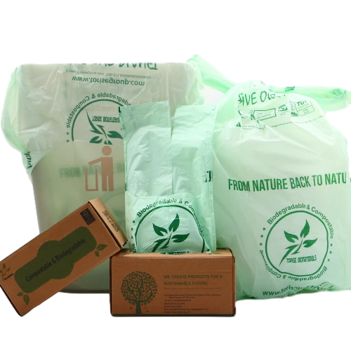 OEM/ODM 100% Biodegradable & Compostable Customizable Handle Tie Kitchen Trash Bags – Perfect for Brands & Wholesale Suppliers