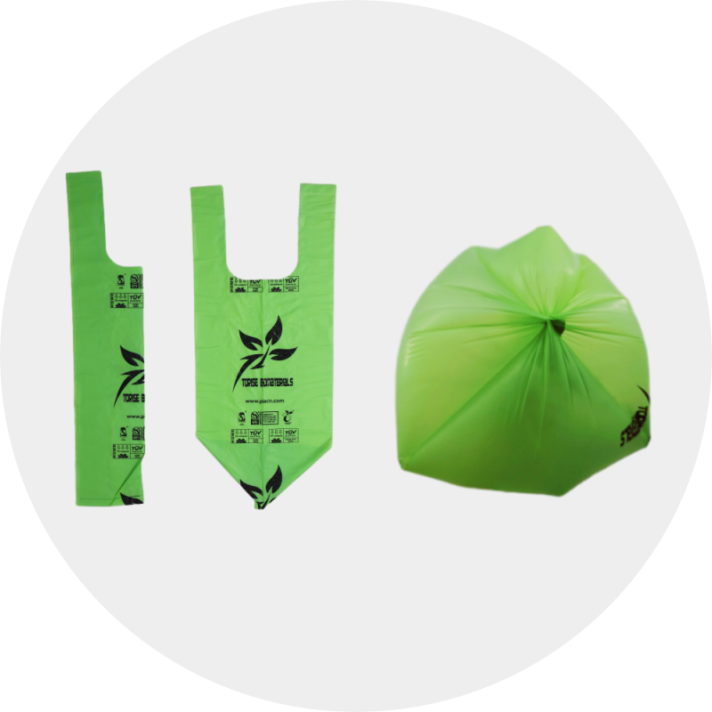 Leak-proof biodegradable tie handle bags 