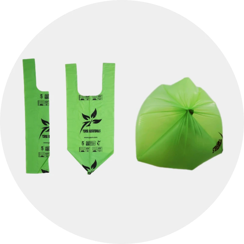 Leak-proof biodegradable tie handle bags 