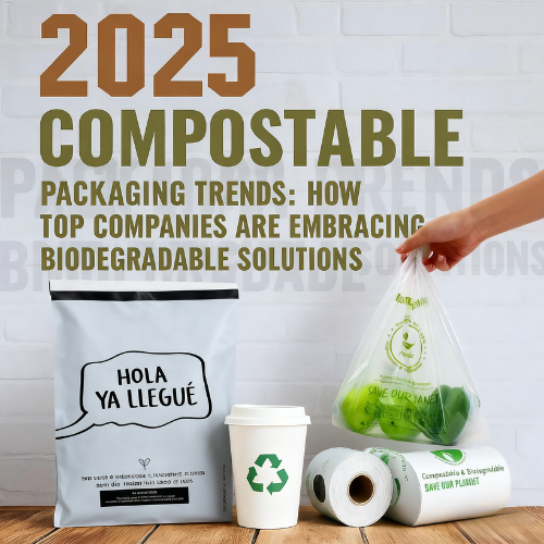 2025 compostable packaging trends featuring various biodegradable products