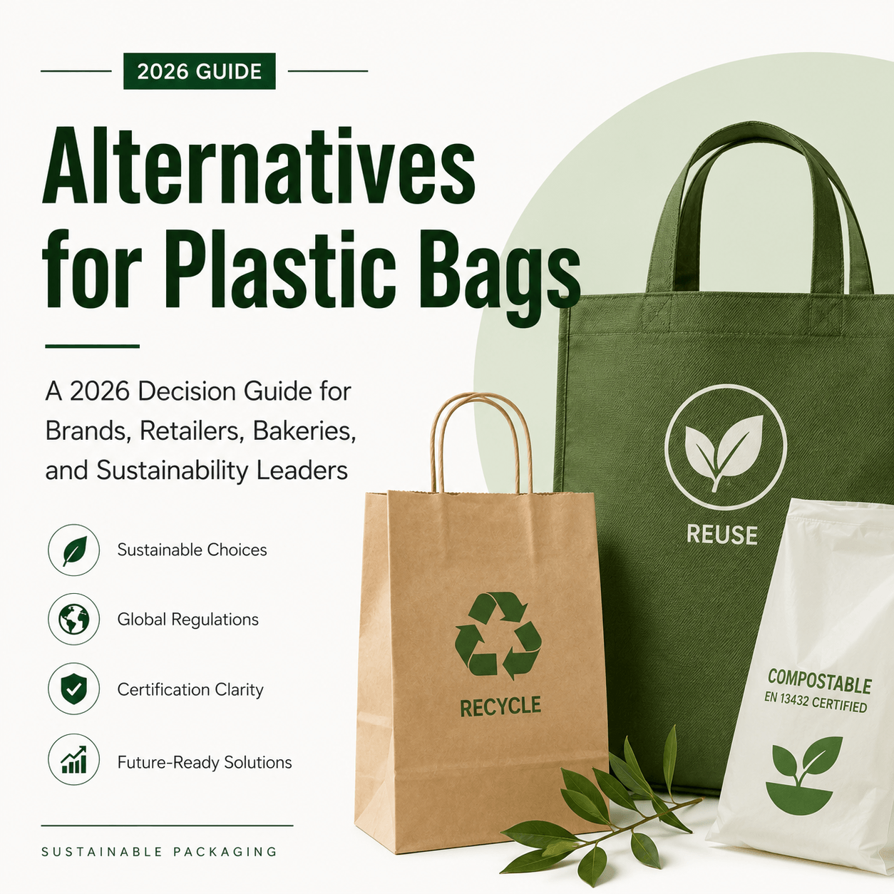 Alternativas a las bolsas de plástico: una guía de decisiones para 2026 dirigida a marcas, minoristas, panaderías y líderes en sostenibilidad.