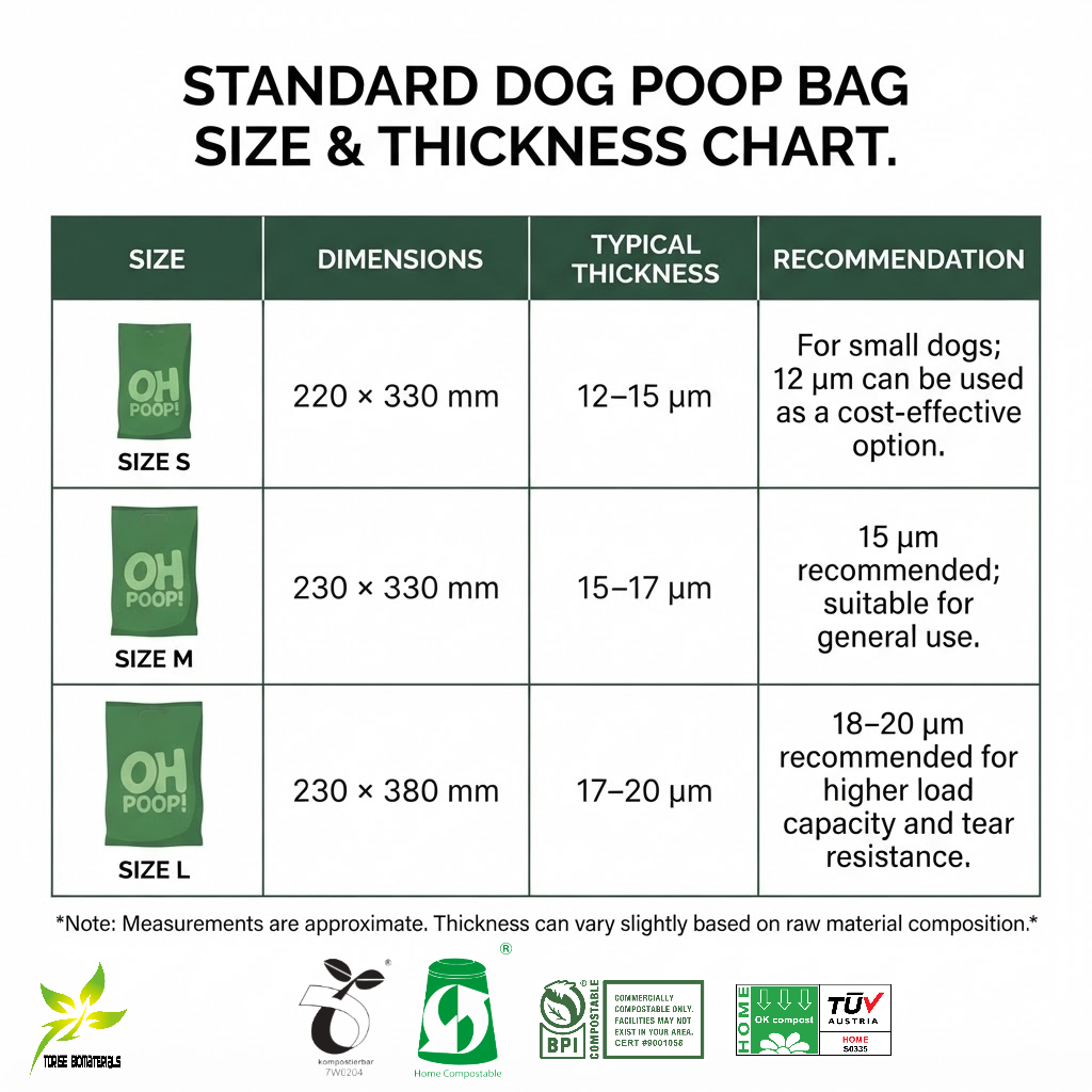 Custom dog poop bags-Standard Size & Thickness Guide