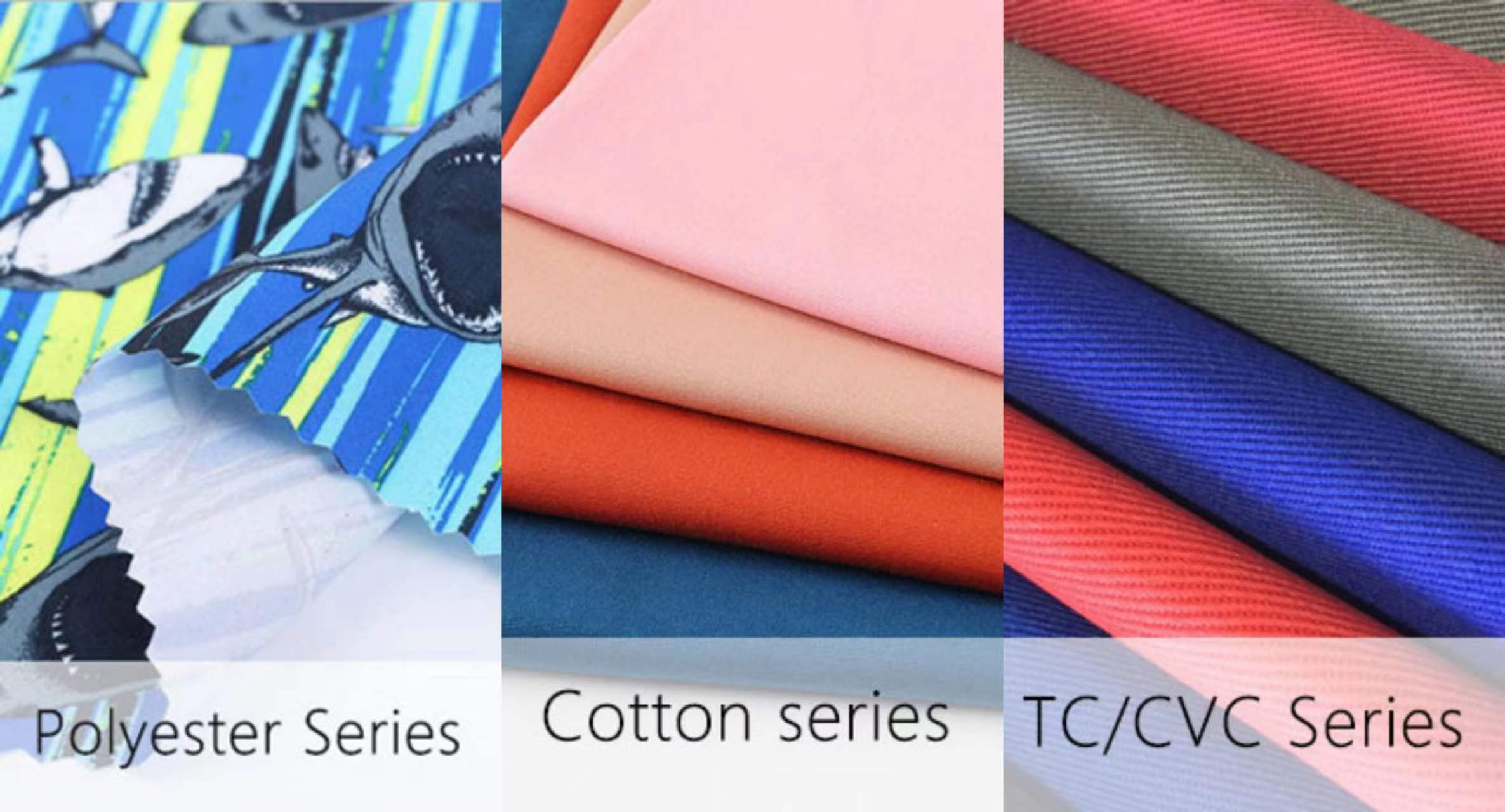 products series(polyester,cotton,TC,CVC,yarn dyed,denim,rayon,TR)