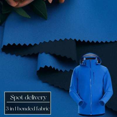 50D Pongee woven high-stretch three-in-one composite fabric, waterproof and breathable membrane, outdoor mountaineering jacket fabric