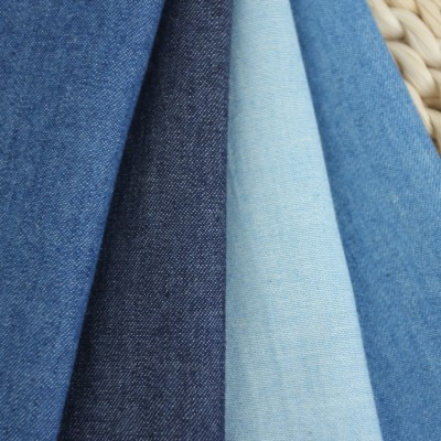 Spot washed denim fabric, cotton 32s denim, spring and summer thin denim for children's clothing