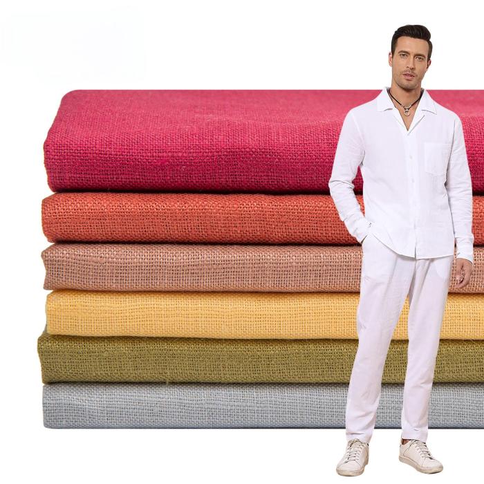 Pure Linen Fabric Woven with Reactive Dye in Stock Suitable for Spring and Summer Shirts and Dresses Fabric 200gGSM