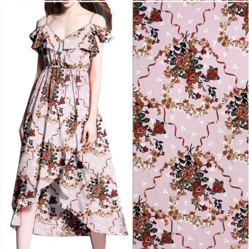 Four-Way Stretch Printed Polyester Fabric for Women’s Home Wear Shirt Dress - Custom OEM & ODM Manufacturing, Global Wholesale and Distribution Options, High-Quality Textile Solutions for Garment Factorie