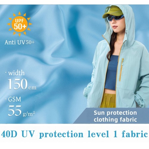 40D one-division anti-UV breathable sun protection fabric for skin clothing, 55g lightweight sleeping bag pack cloth