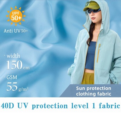 40D one-division anti-UV breathable sun protection fabric for skin clothing, 55g lightweight sleeping bag pack cloth