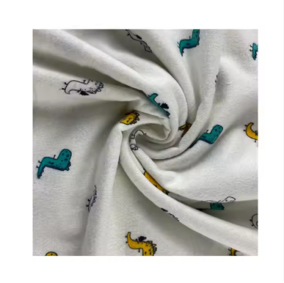 Brushed Printed Cotton High-Density Cartoon Dragon Design on Soft Poplin Fabric Ideal for Kid's Textile and Comfortable Clothing