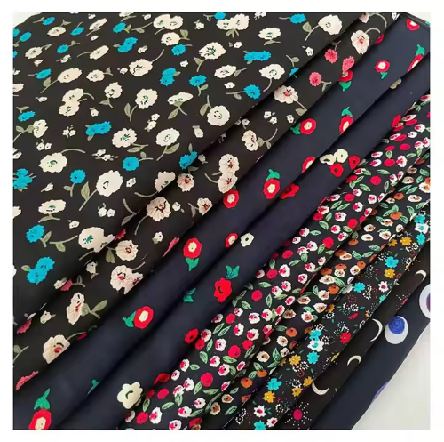 Custom Printing Challis 100 Viscose Printed Spun Rayon Fabric Woven Plain Lightweight Poplin Printed Fabric Textile Raw Material