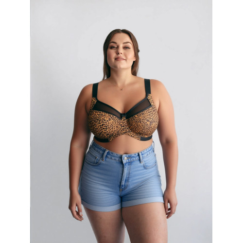 Customized Ladies Underwired Bras Full Cup Floral Print Balcony K Cup Plus Size Lingerie For Women