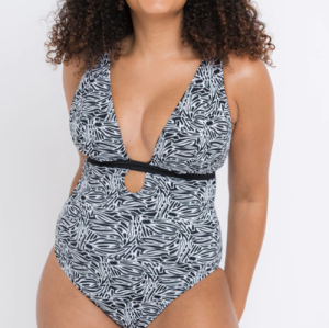 ODM Sexy Black One Piece Plus Size Swimsuit Tummy Control V-Neckline Cup Women Swimwear Supplier