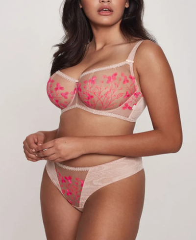 Soutien-gorge demi-tasse de grande taille, personnalisé, motif brodé, flore rose, à armatures, Lingerie fine et douce, ODM