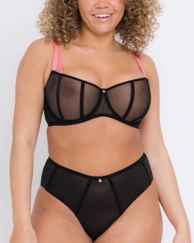 Customize Big Size Half Cup Bras Sexy Mesh Design Black Pink Underwire Thin Soft Lingerie Supplier