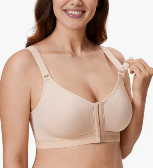 Women's Mastectomy Pocket Embroidered Lace Bra Plus Size Full Coverage  Support Wire Free