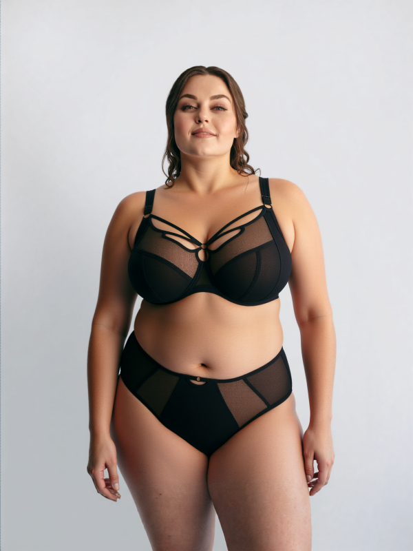 Manufacturing Full Figure Bras Sexy Mesh Design Black Underwire Thin Soft Lingeries Solutions