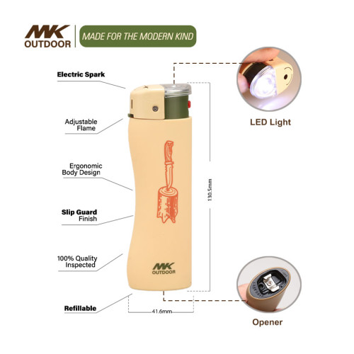 ZY-218A9: Butane Cigarette Lighter with LED Light and Bottle Opener