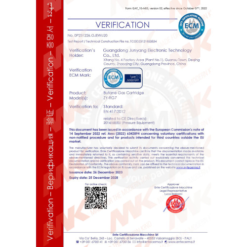 ECM EN417 Standard Validation Certificate