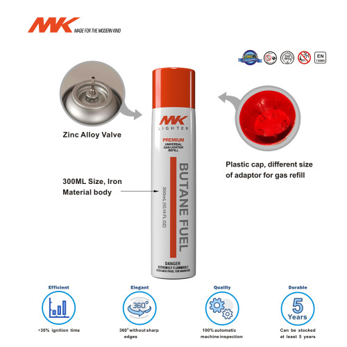 MK RG4 Lighter Premium Butane Refill - Premium gas 300ML Universal Gas for Lighters