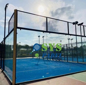 Outdoor Panoramic Tennis Court Equipment with PU Backing Artificial Grass Hot Dip Steel and Glass Materials for Padel Court