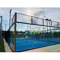Outdoor Panoramic Tennis Court Equipment with PU Backing Artificial Grass Hot Dip Steel and Glass Materials for Padel Court
