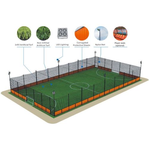 SYSTURF Custom Soccer Field Cage Non-infill Artificial Grass FIFA Quality Panna Football Cage Field
