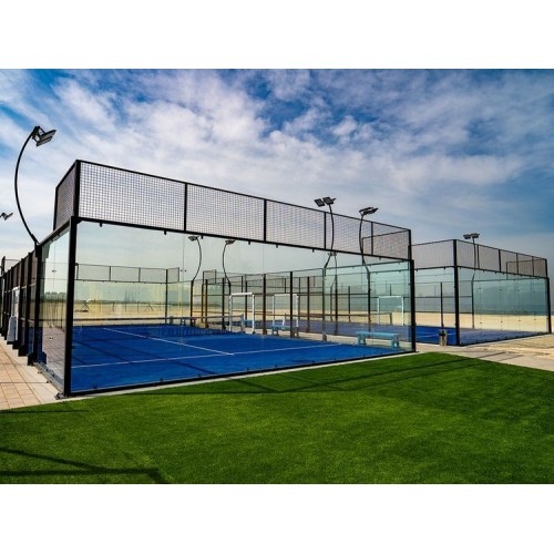 Outdoor Durable Panoramic Padel Court with Color Customized Grass and Branding Options