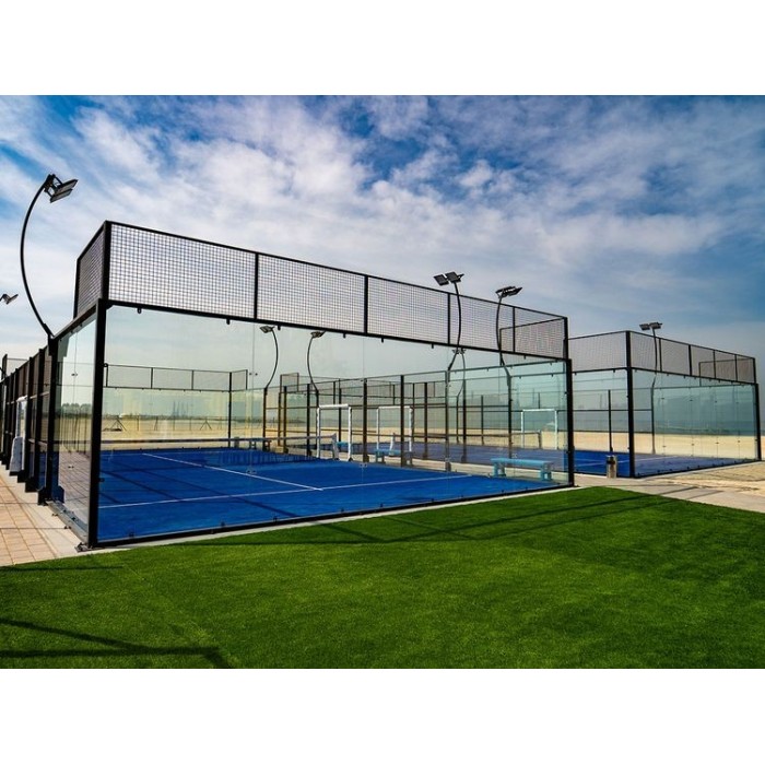 Outdoor Durable Panoramic Padel Court with Color Customized Grass and Branding Options
