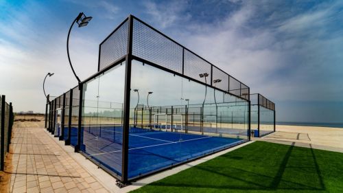 Weatherproof Panoramic Padel Court with LED System and Outdoor Artificial Grass
